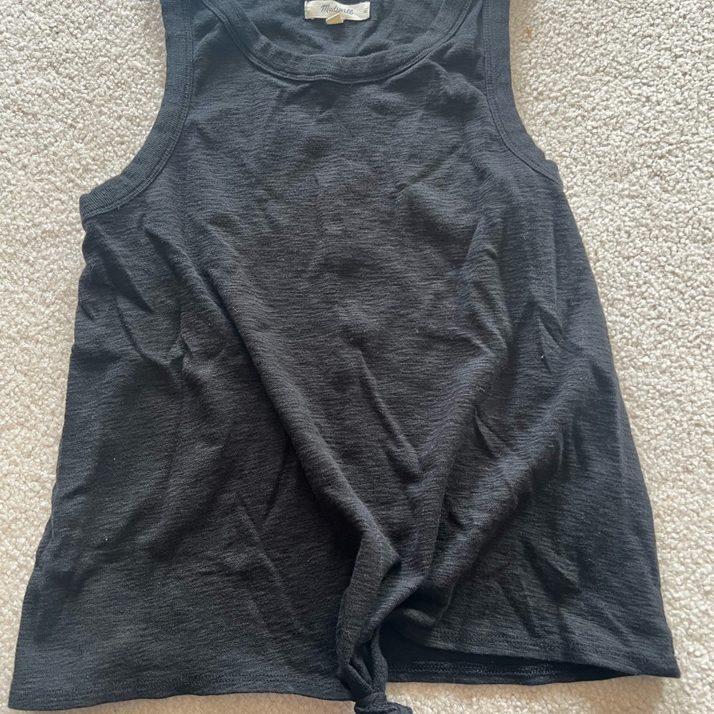 Madewell Black Knit Tank with Front Tie